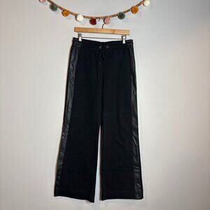 Dorothee Schumacher black wide leg faux leather panel pull on pants